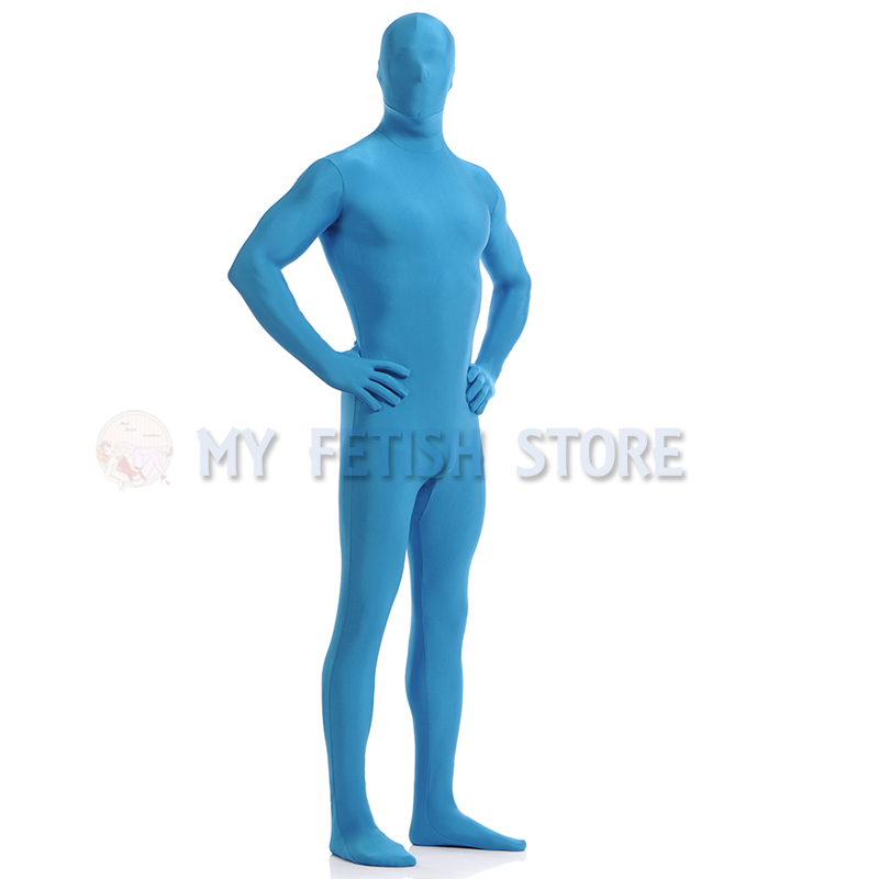 Full Body Light blue Lycra Spandex Bodysuit Solid Color Zentai